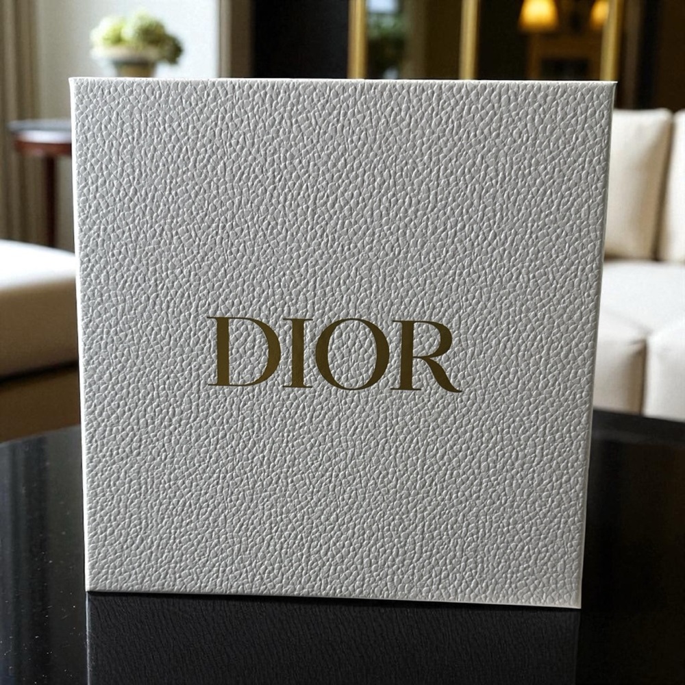 Dior White Textured Box with Gold Logo. Gift or storage box